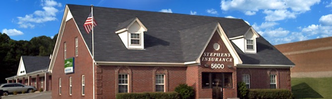 Stephens Insurance office, a brick building at 5600 Goodman Rd.